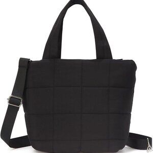 Puffer Mini Tote Bags with Zipper Small Quilted Crossbody Bags for Women Nylon S